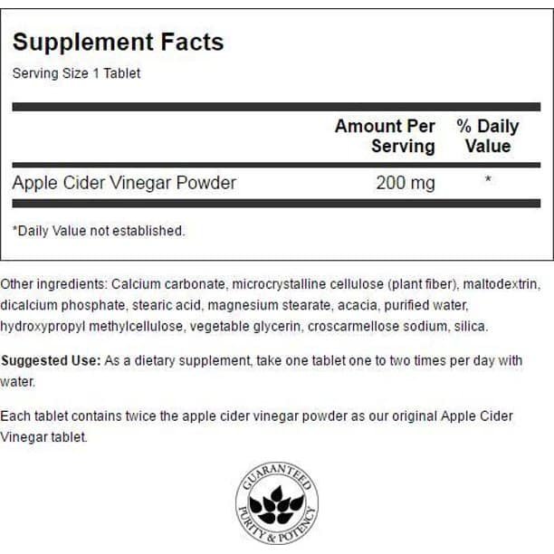 SWANSON Apple Cider - 30 tabs. kaina sudetis