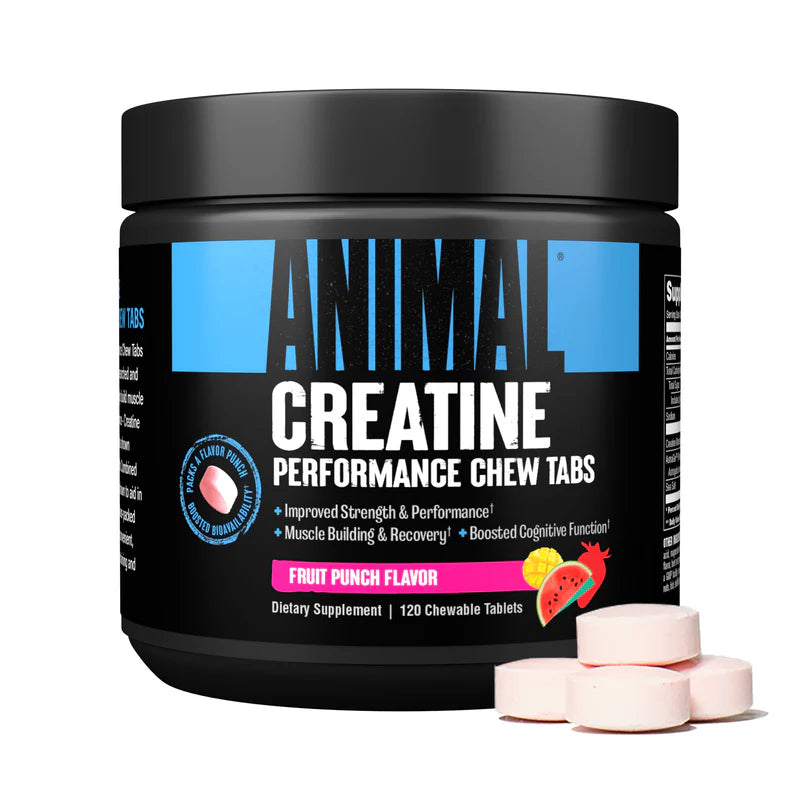 Animal, Creatine Performance Chew Tabs, Lemon Ice, 120 Chewable Tablets kaina