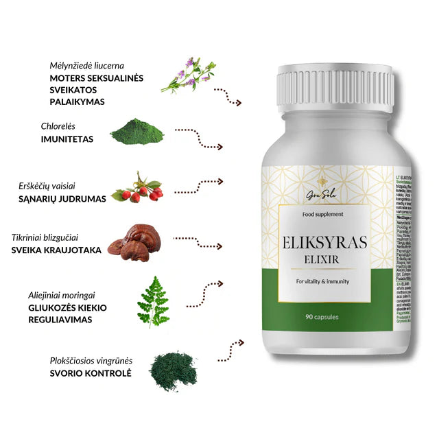 GraSole Eliksyras Vitality and Immunity 90 caps nauda