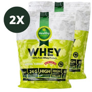 2x Healthy Choice 100% pure whey protein 2kg kaina akcija combo