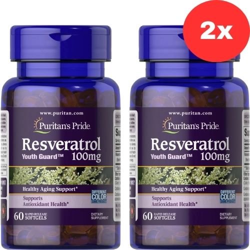 2x Puritan’s Pride Resveratrol 100 mg 60 rapid release softgels