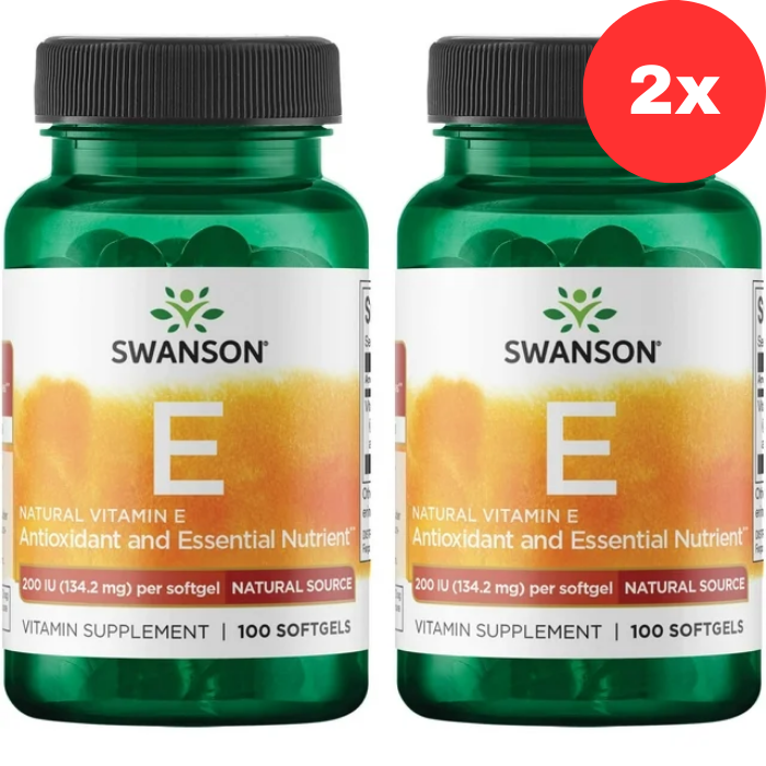 2x Swanson Natural Vitamin E 200IU 100 softgels