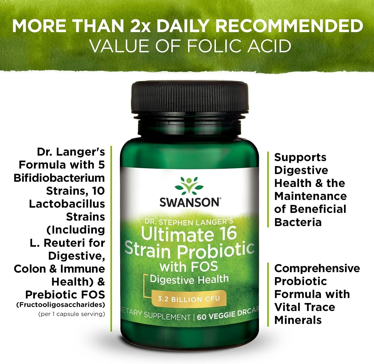 2x Swanson Ultimate 16 Strain Probiotic 60 caps. kaina privalumai