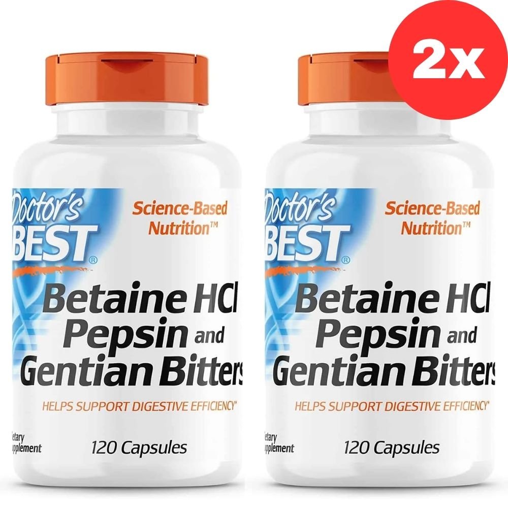 2xDoctor’s Best Betaine HCl Pepsin & Gentian Bitters – 120 caps