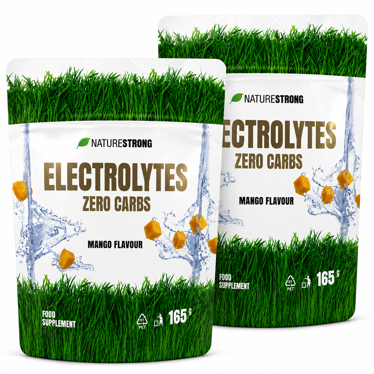 2x NatureStrong Electrolytes Zero Carbs – Mango, 30 servings Elektrolitai