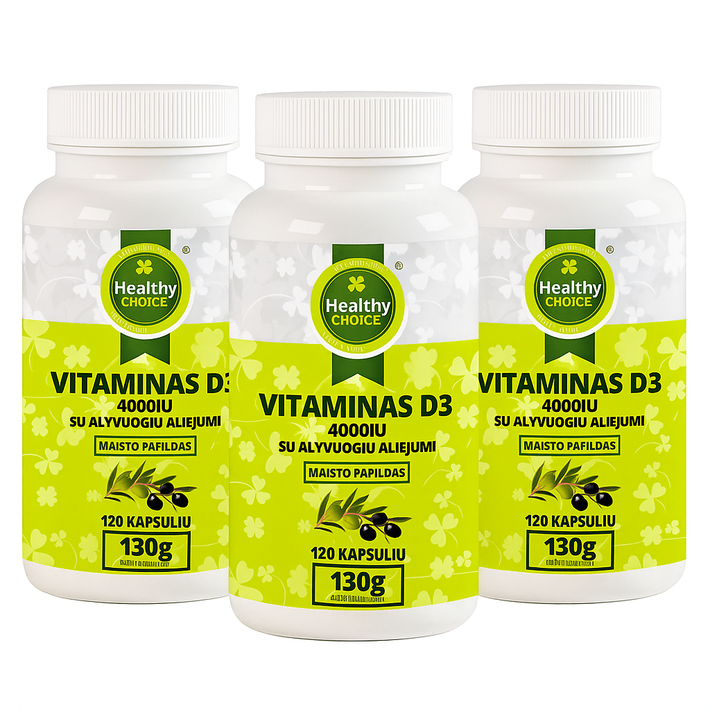 3x Healthy Choice Vitaminas D3 4000IU 120 kaps