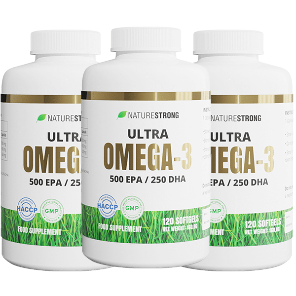 3x Naturestrong Ultra Omega-3 500 EPA - 250 DHA 120 Softgels akcija