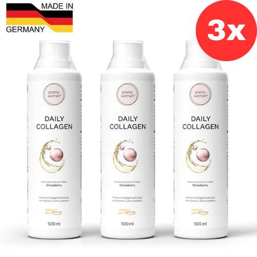 3x Pretty woman® Daily Collagen 500 ml- Collagen Beauty Drink with Strawberry Flavour kaina akcija