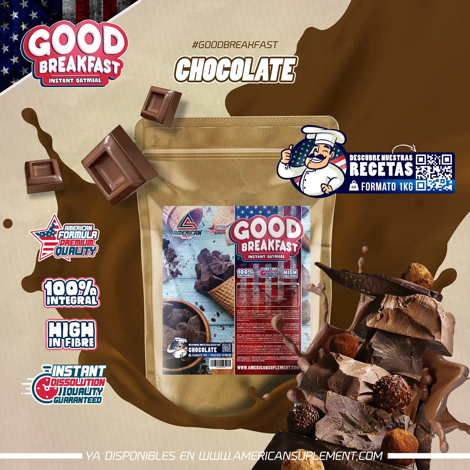 American Supplement Good Breakfast Whole Oat Flour 1kg facts