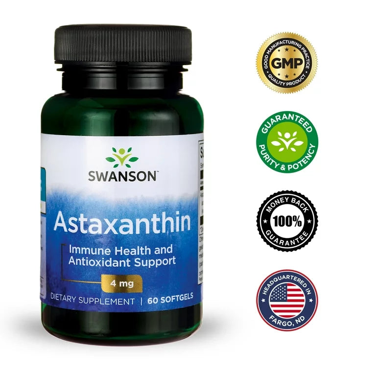 Swanson Astaxanthin 4mg 60caps serfikatai
