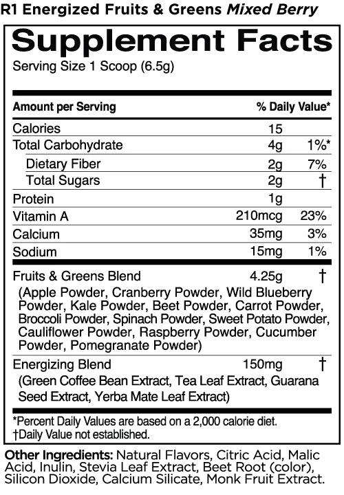Rule One Energized Fruits & Greens, Mixed Berry - 163 grams sudetis