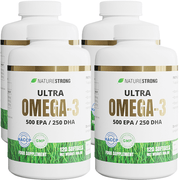 4x Naturestrong Ultra Omega-3 500 EPA - 250 DHA 120 Softgels kaina akcija