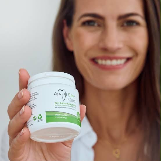 ApaCare Gum kramtomoji guma su ksilitoliu ir dantų emalio mineralais, mėtų skonio, 45 vnt. (86 g)