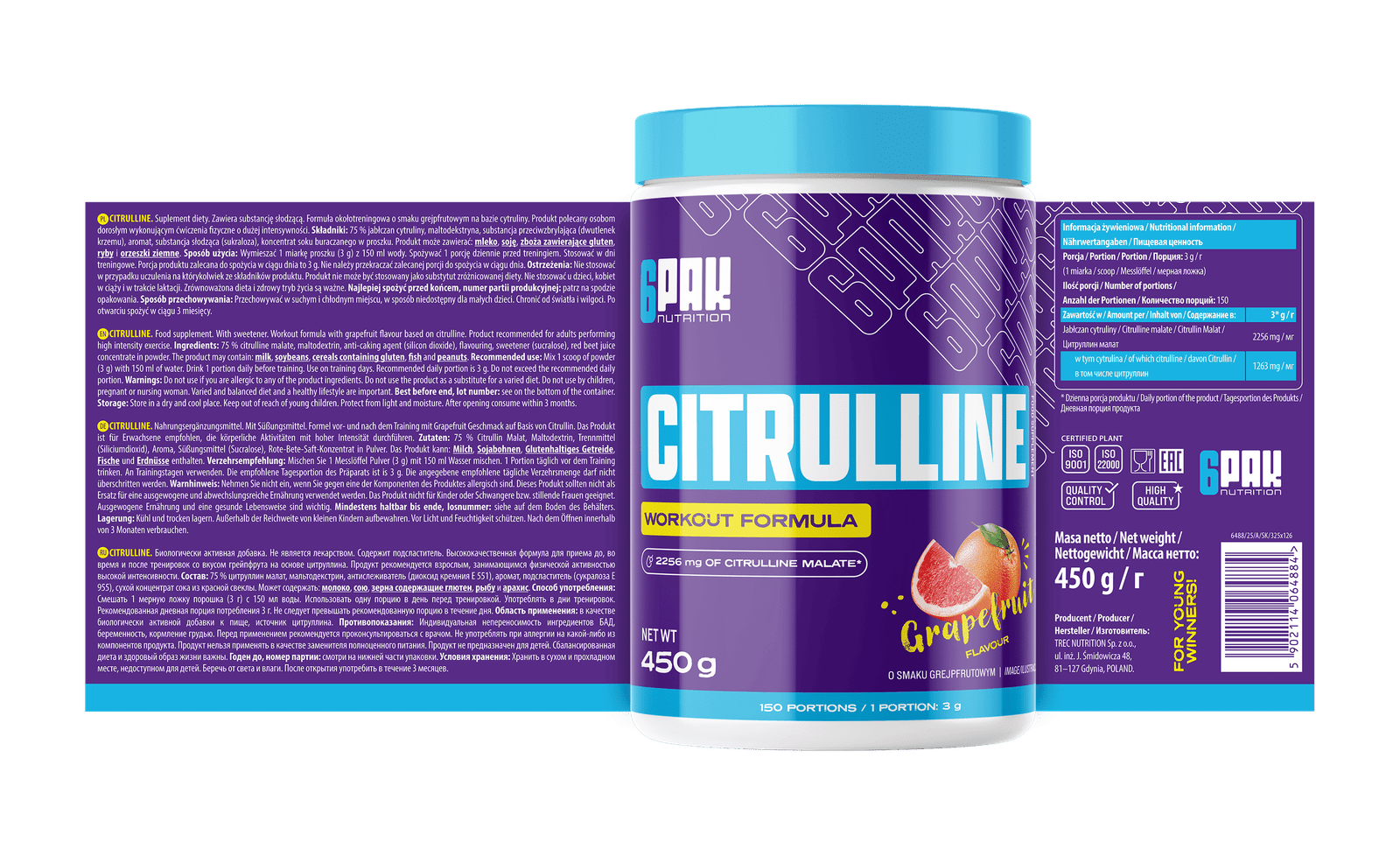 6PAK CITRULLINE 450g JAR etikete