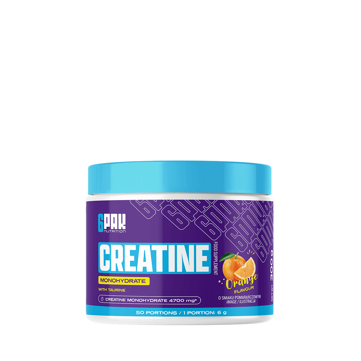 6PAK Creatine Monohydrate - 300g orange