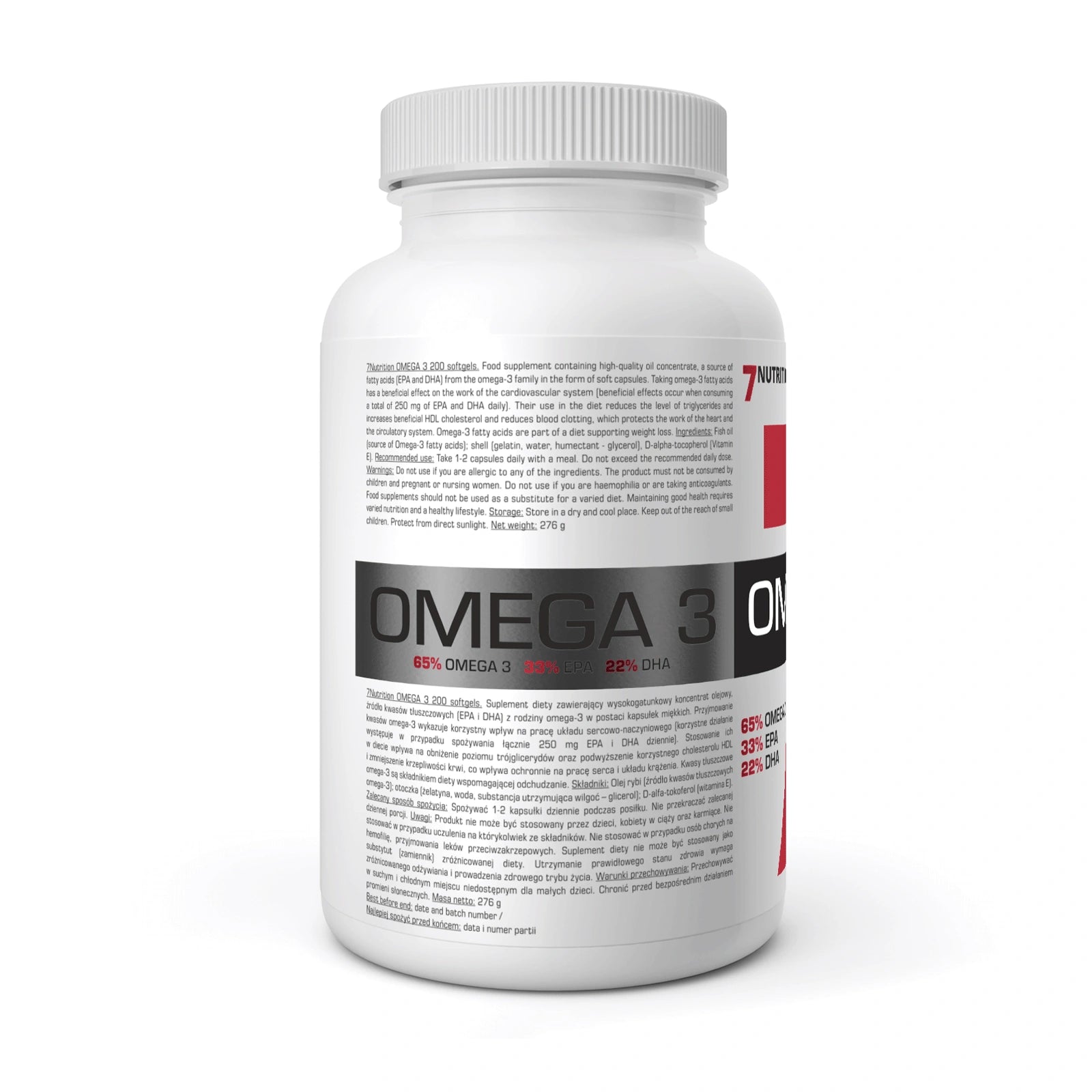 7NUTRITION Omega-3 65% 1000 mg – 200 minkštųjų kapsulių