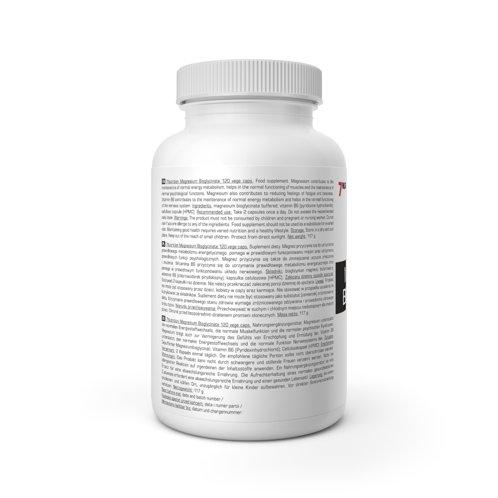 7Nutrition Magneesiumkelaat 120 köögiviljakübarad (bisglütsinaat)
