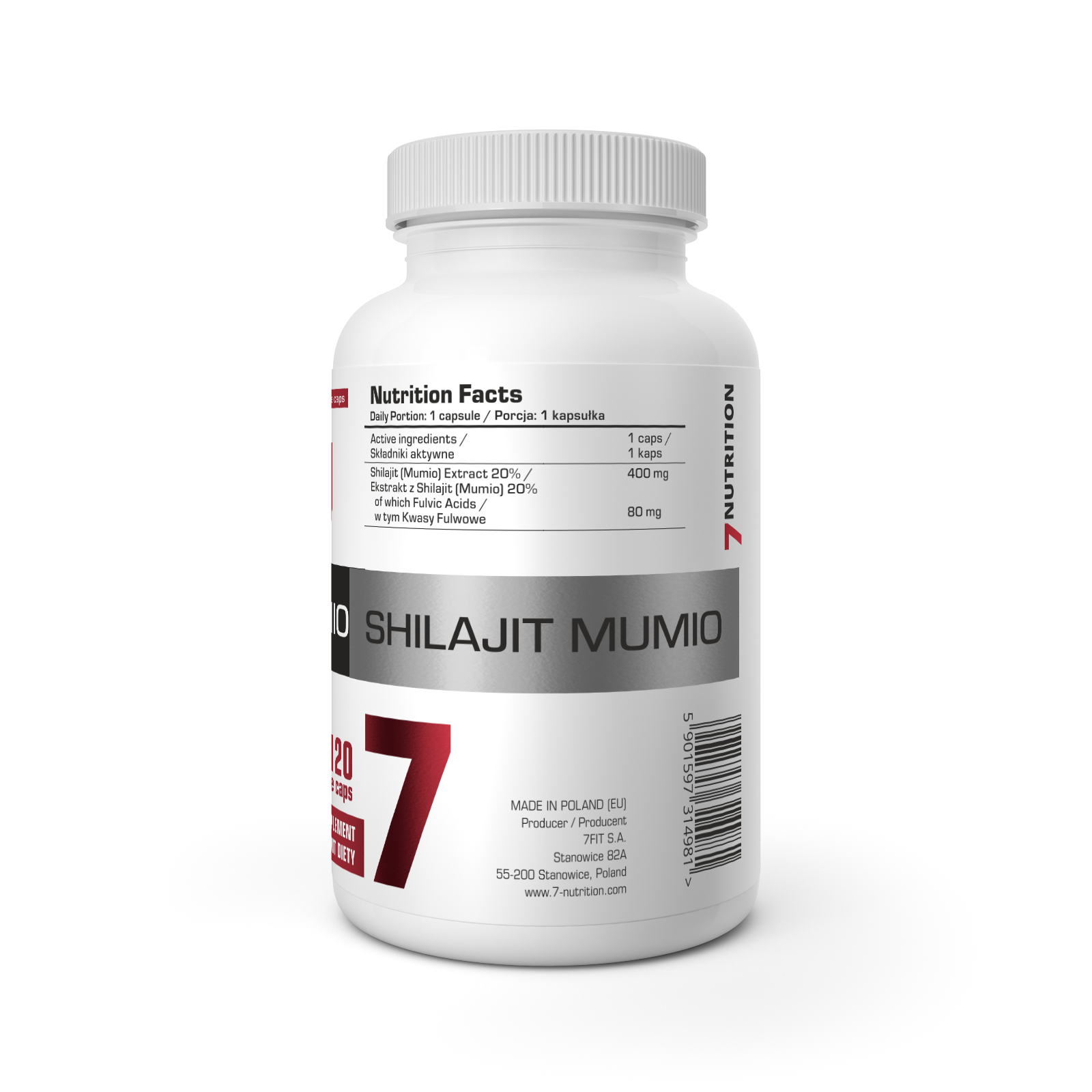 7Toitumine Shilajit Mumio 400mg 120 kapslit.