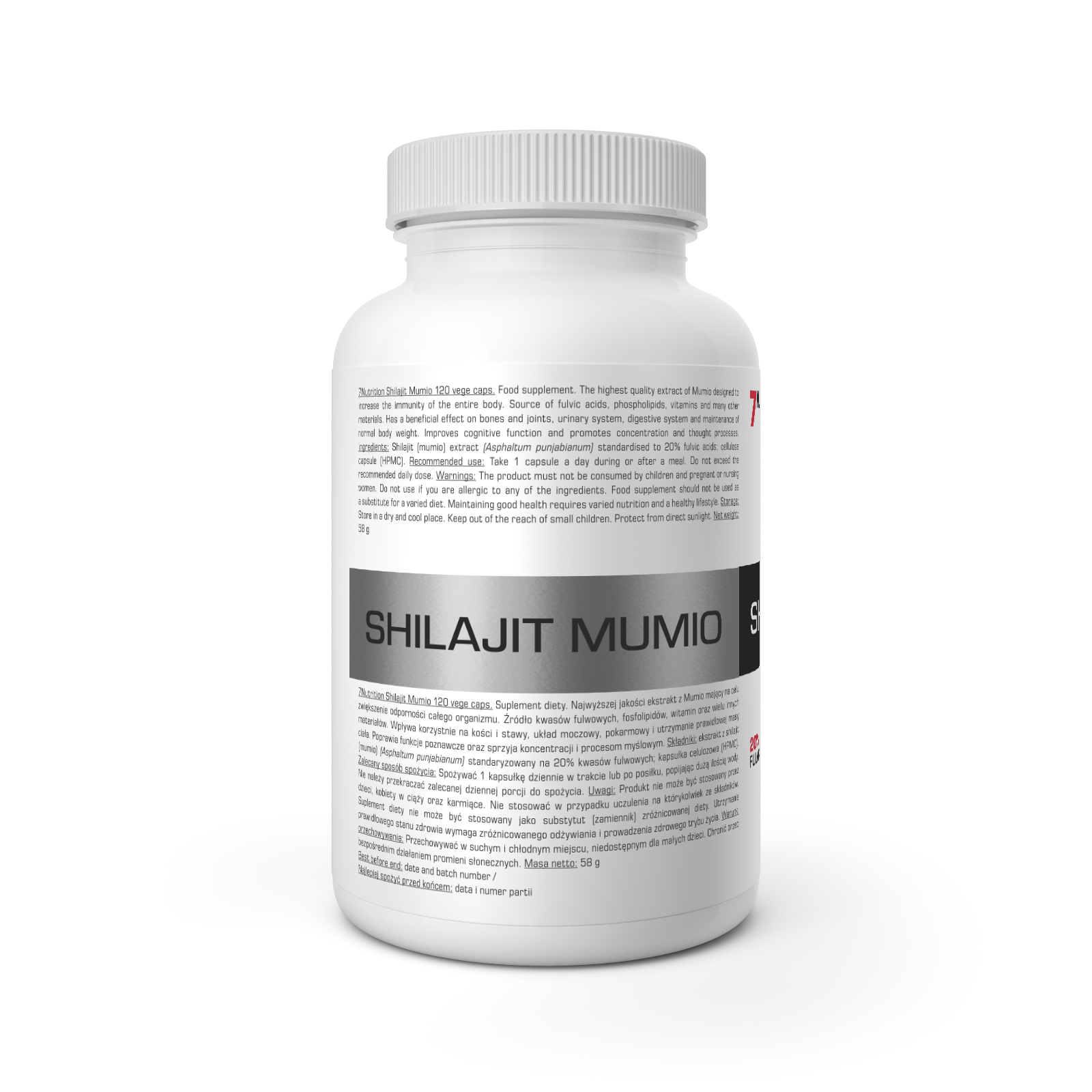 7Toitumine Shilajit Mumio 400mg 120 kapslit.