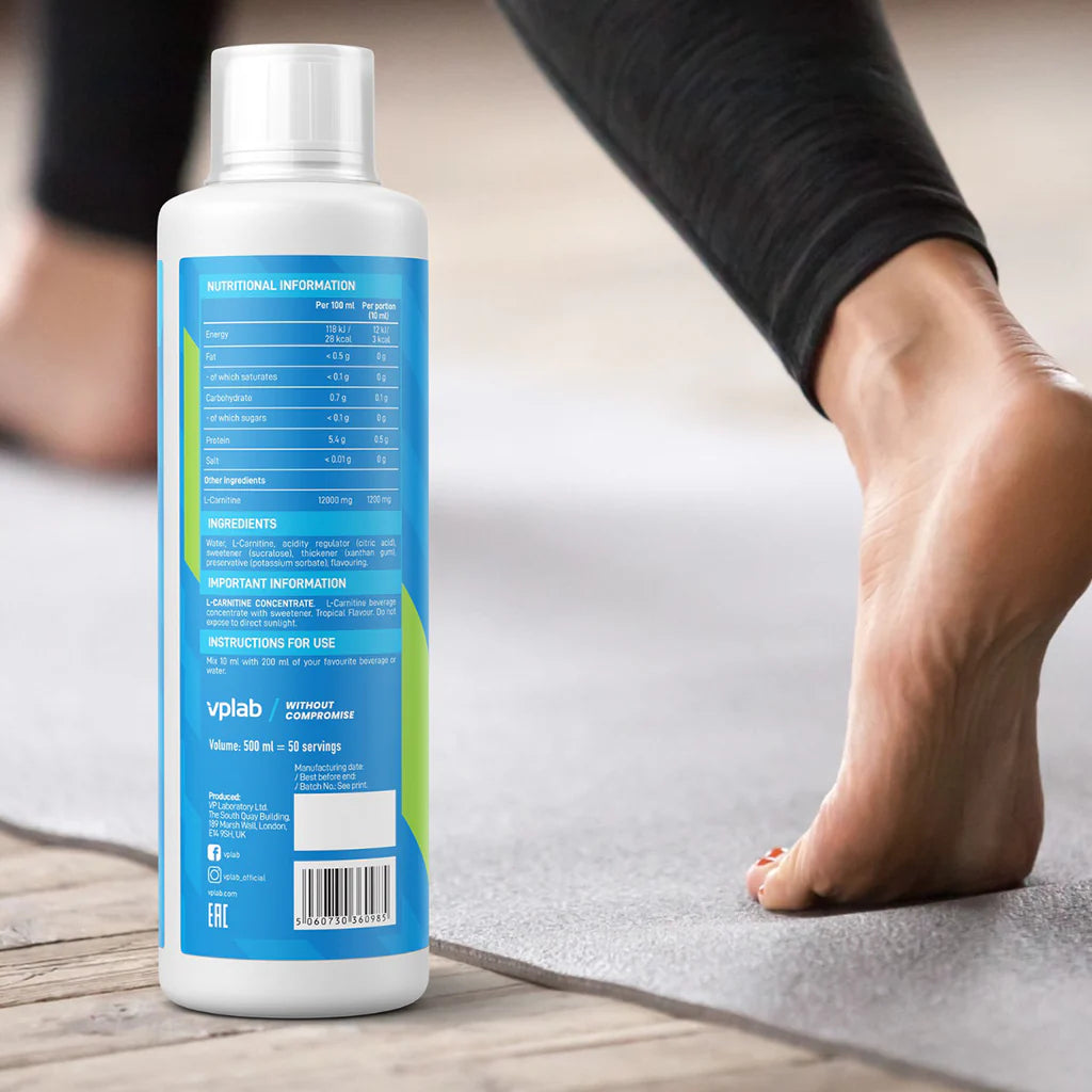 Vplab L-Carnitine Concentrate 500ml (50 servings) naudojimas