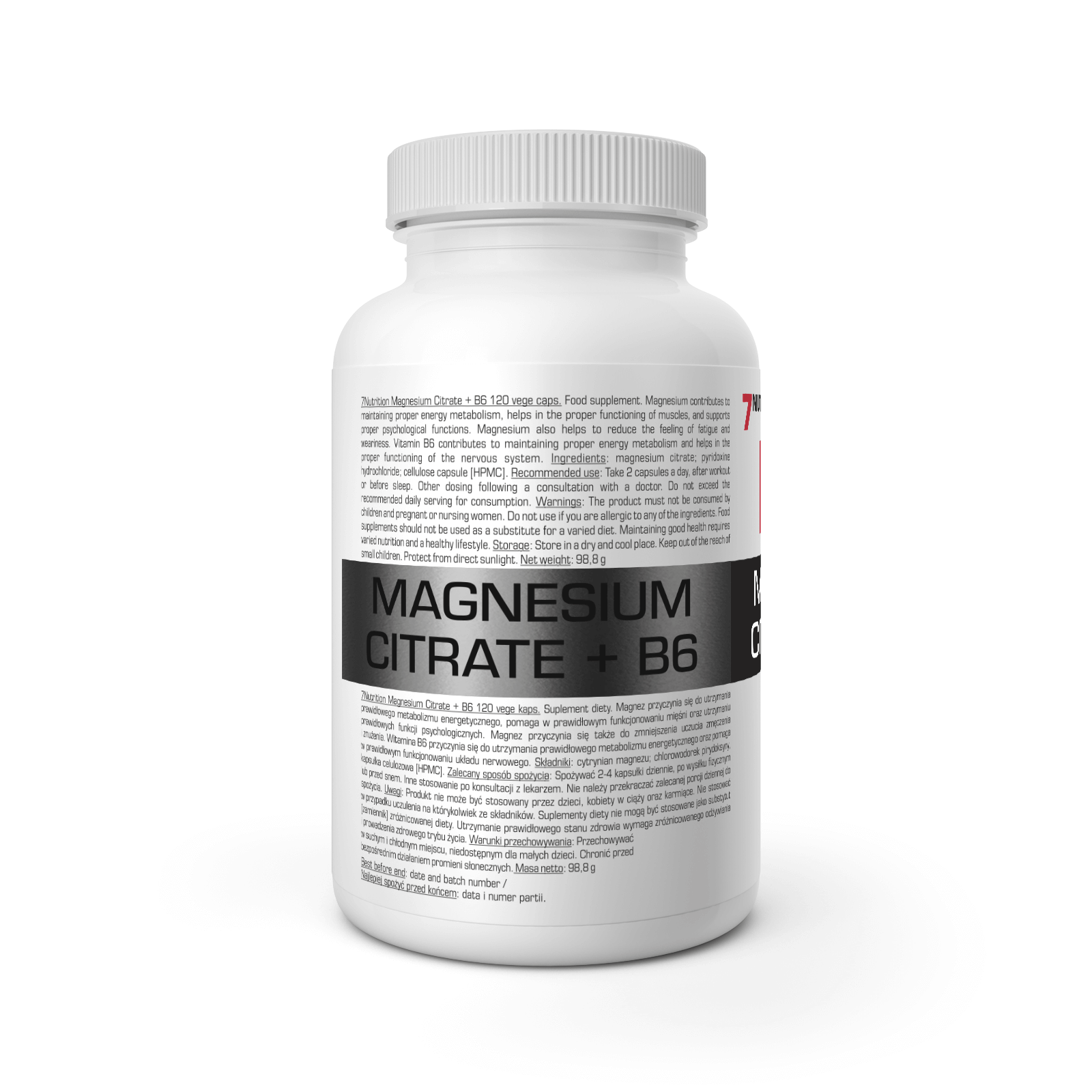 7Nutrition Magnesium Citrate + B6 120 Vege Caps vartojimas