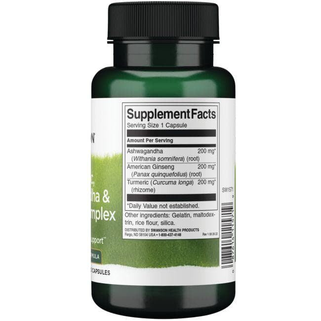 Swanson Turmeric, Ashwagandha & Ginseng Complex 60 capsules
