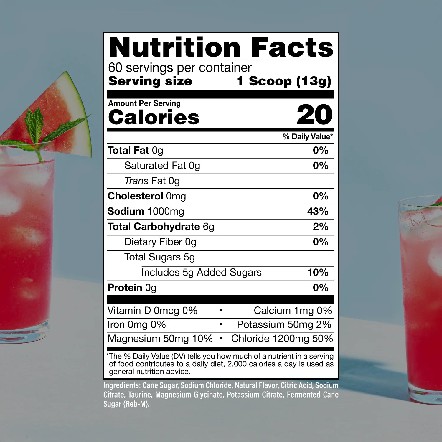 Raw Nutrition Replenish Tub, watermelon mojito lentele