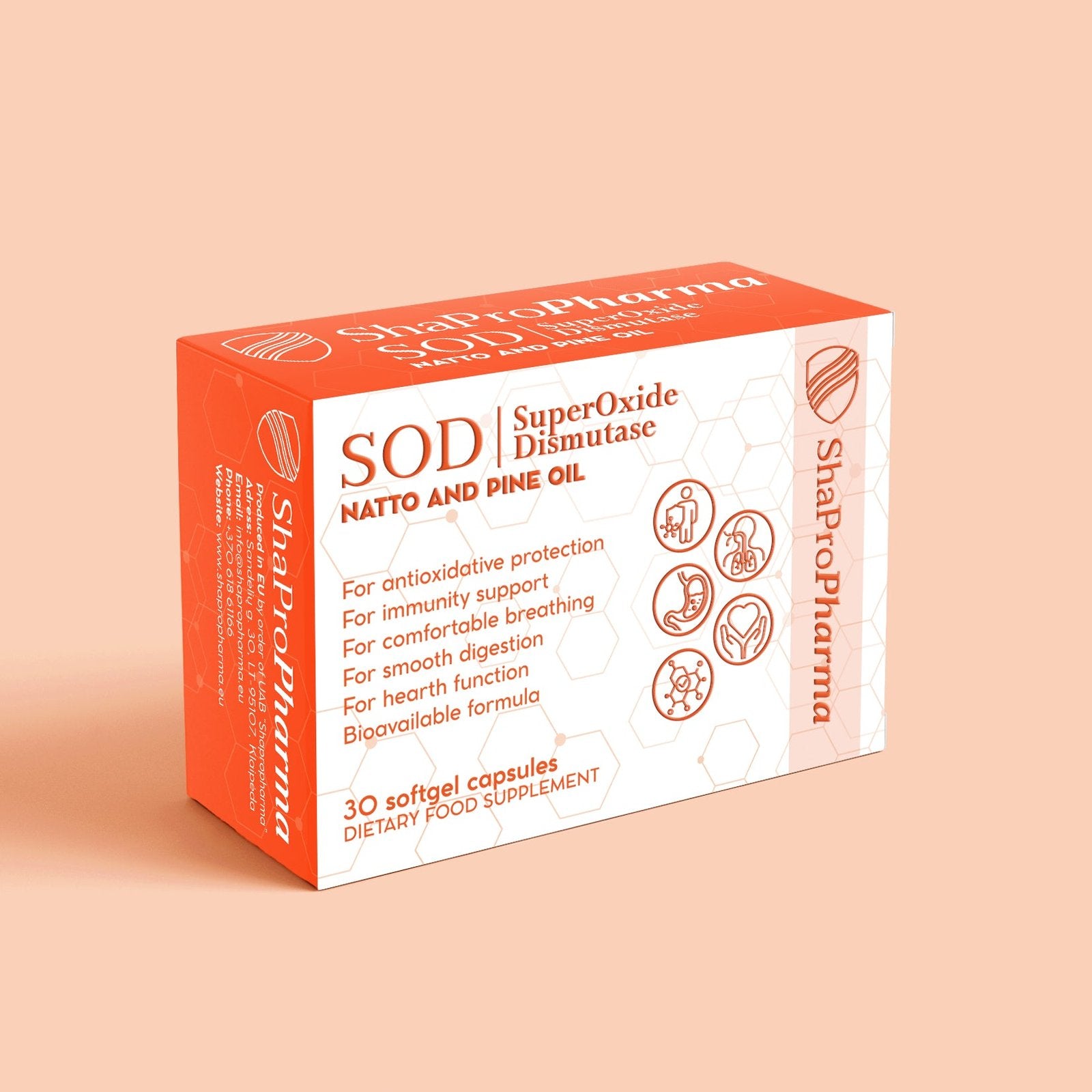 Shapropharma SOD (Superoksido dismutazė + Natto + Paprastosios pušys) 30 kapsulių kaina