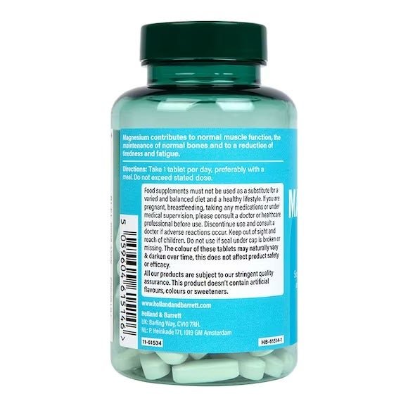 Holland & Barrett Magnesium, 375mg - 90 tablets vartojimas