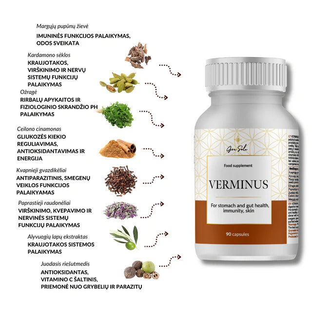 GraSole Verminus 90 caps privalumai naudojimas