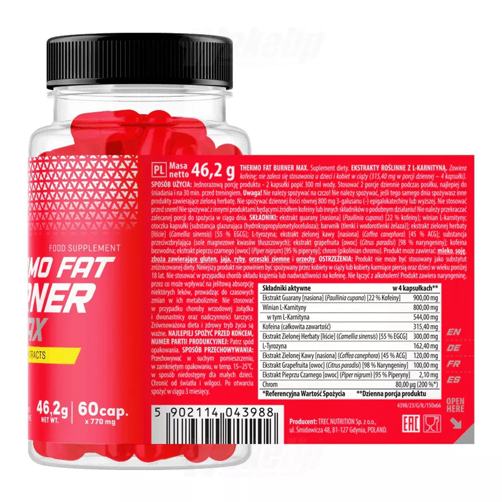 Trec Thermo Fat Burner Max 60 caps label