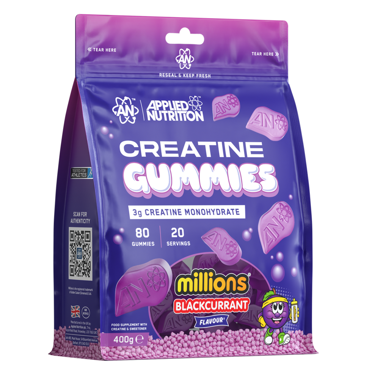 Applied Nutrition Creatine Gummies 400 g Millions juodųjų serbentų skonio