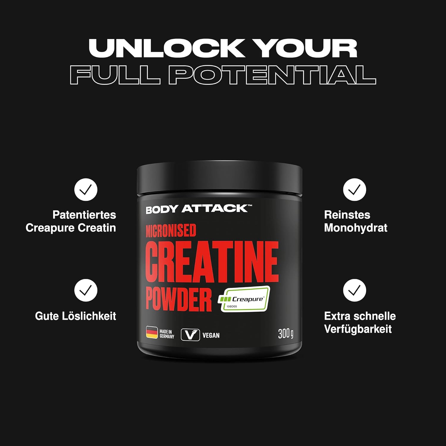 Body Attack Micronised Creatine Powder Creapure® - 300g