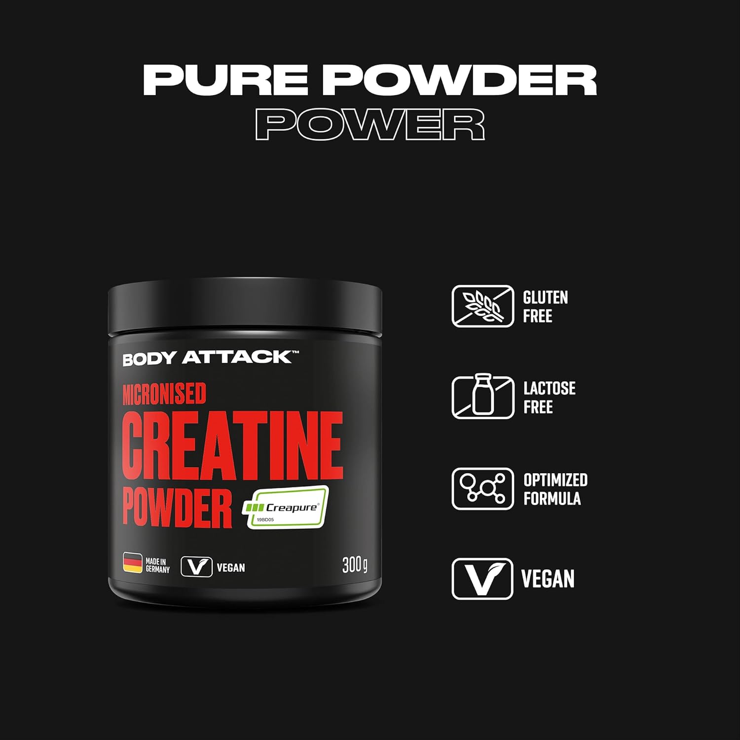 Body Attack Micronised Creatine Powder Creapure® - 300g