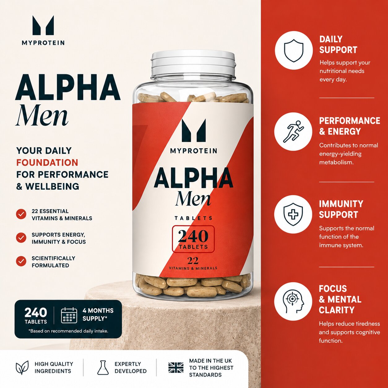 Myprotein Multivitaminai „Alpha Men Multivitamin“ 240 tablečių