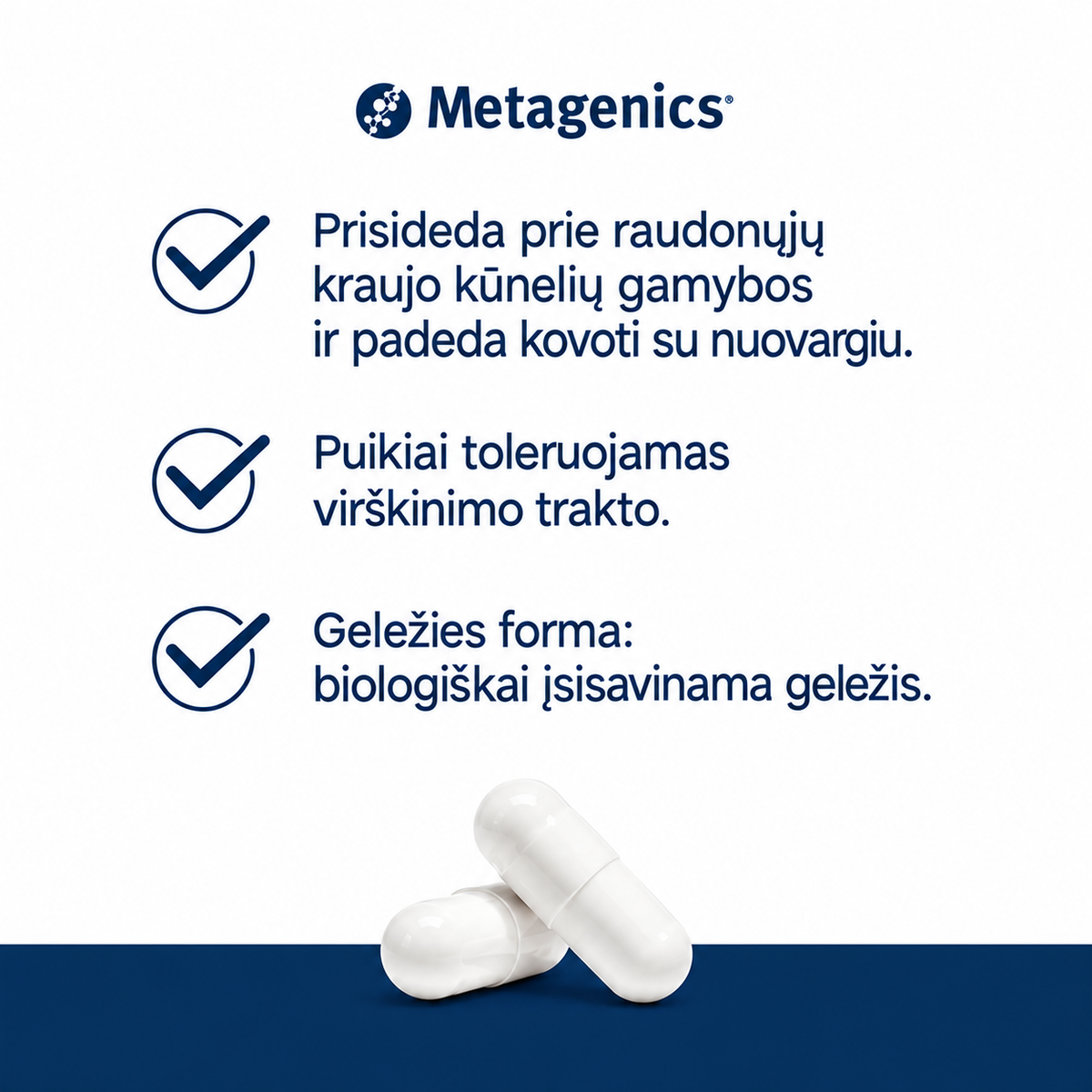 Metagenics FerroDyn Forte, 90 kapsulių