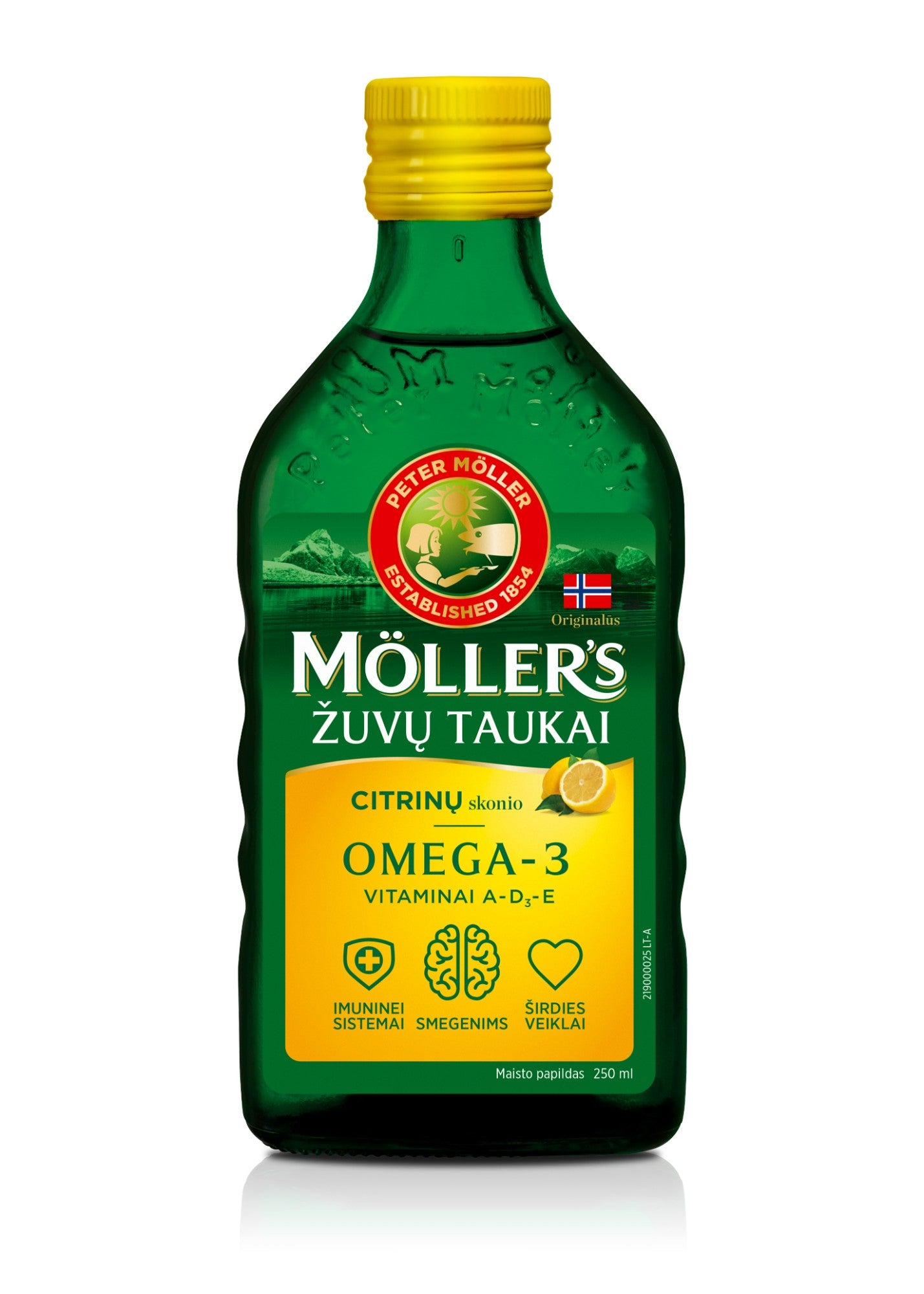 MÖLLER’S Omega-3 žuvų taukai, citrinų skonio, 250 ml