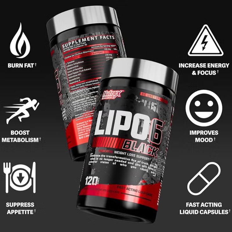 Nutrex Lipo-6 BLACK Weight Loss Support 120 liquid caps