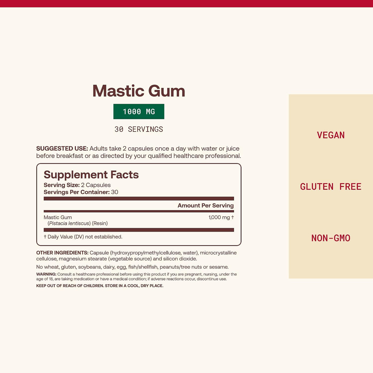 Jarrow Formulas Mastic Gum 1000 mg, 60 Veggie Caps