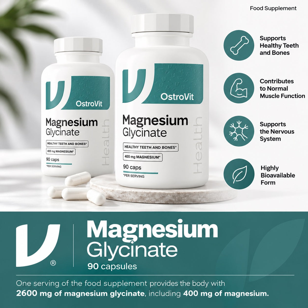 OstroVit Magnesium Glycinate 90 kapsulių
