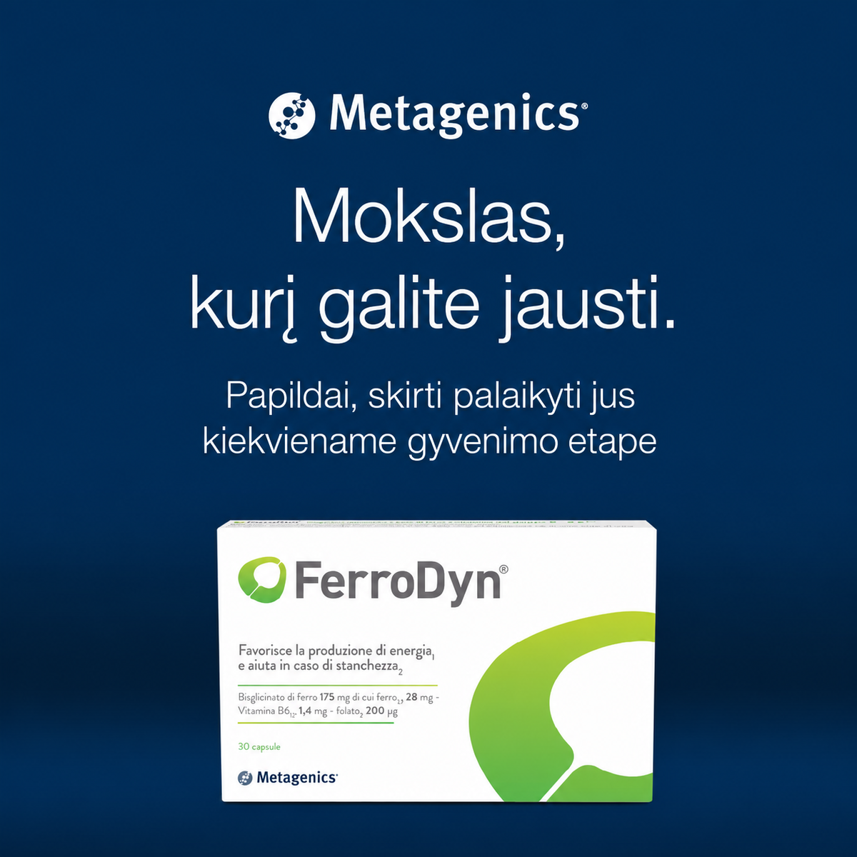 Metagenics FerroDyn Forte, 90 kapsulių