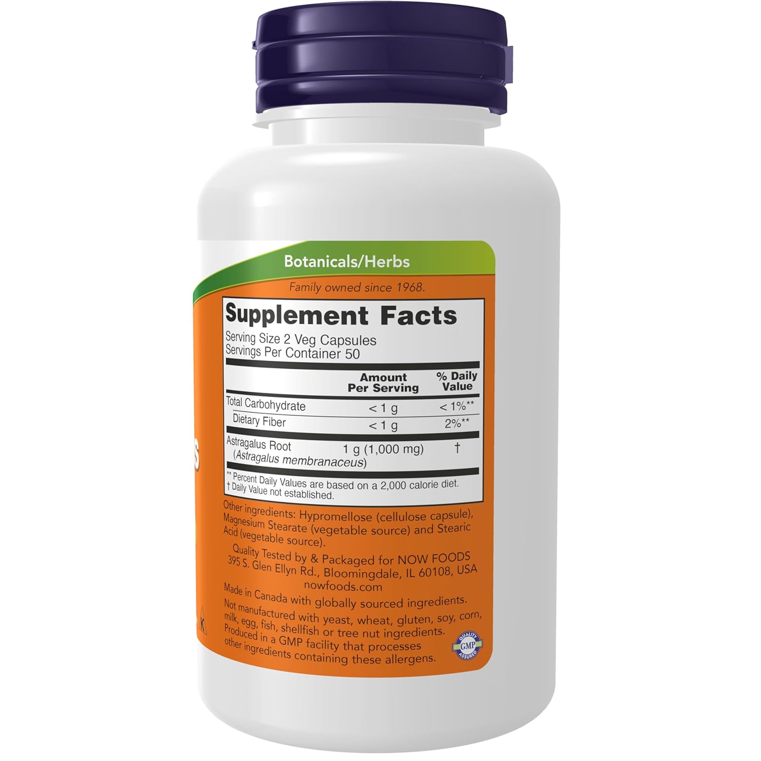 NOW Foods Astragalus 500 mg - 100 caps 2026/06/30