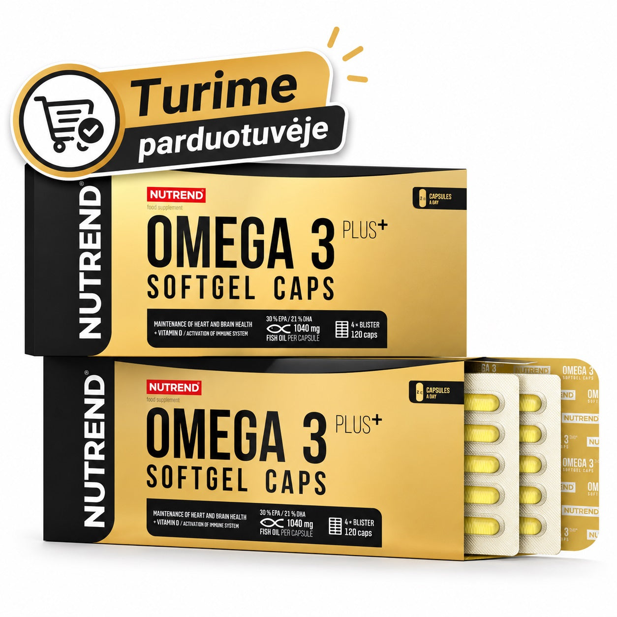 Nutrend Omega 3 Plus Softgel Caps, 120 caps, No Flavour