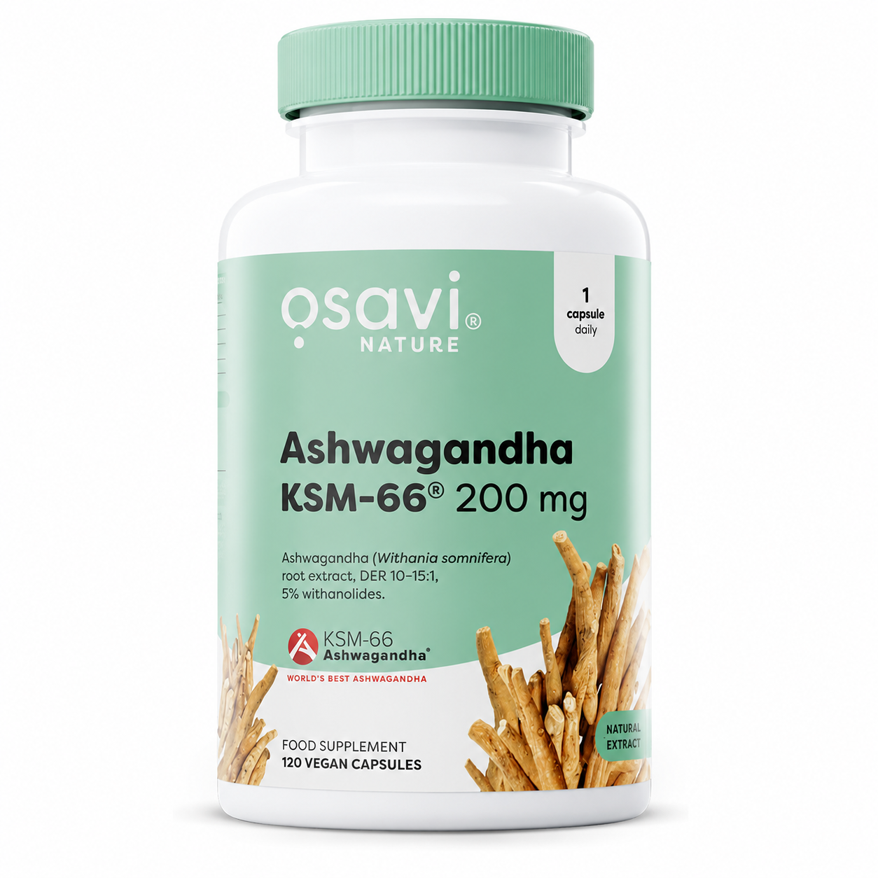 Osavi Ashwagandha KSM-66, 200 mg - 120 vegankapslit