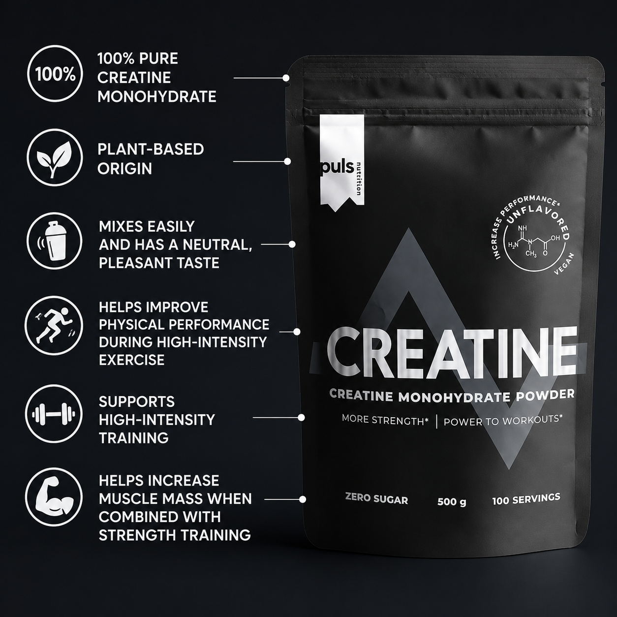PULS Nutrition Creatine Monohydrate 500g