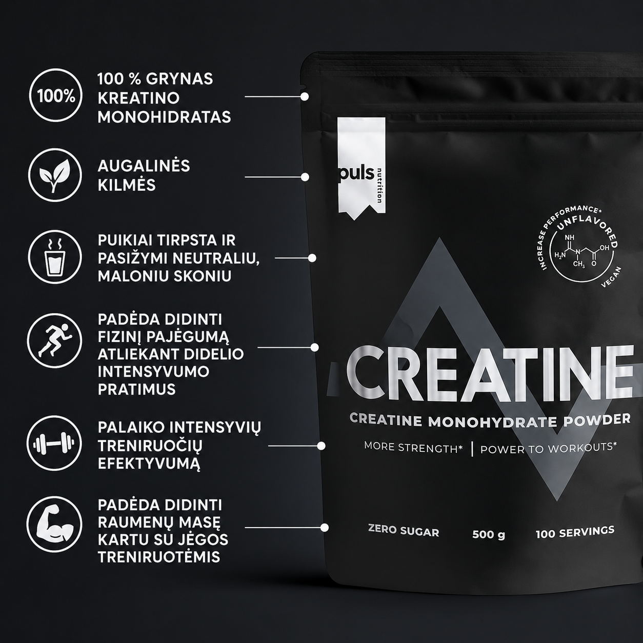 PULS Nutrition Creatine Monohydrate 500g