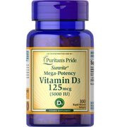 Puritan’s Pride Sunvite Mega-Potency Vitamin D3 125mcg (5000 IU) 100 rapid release Softgel