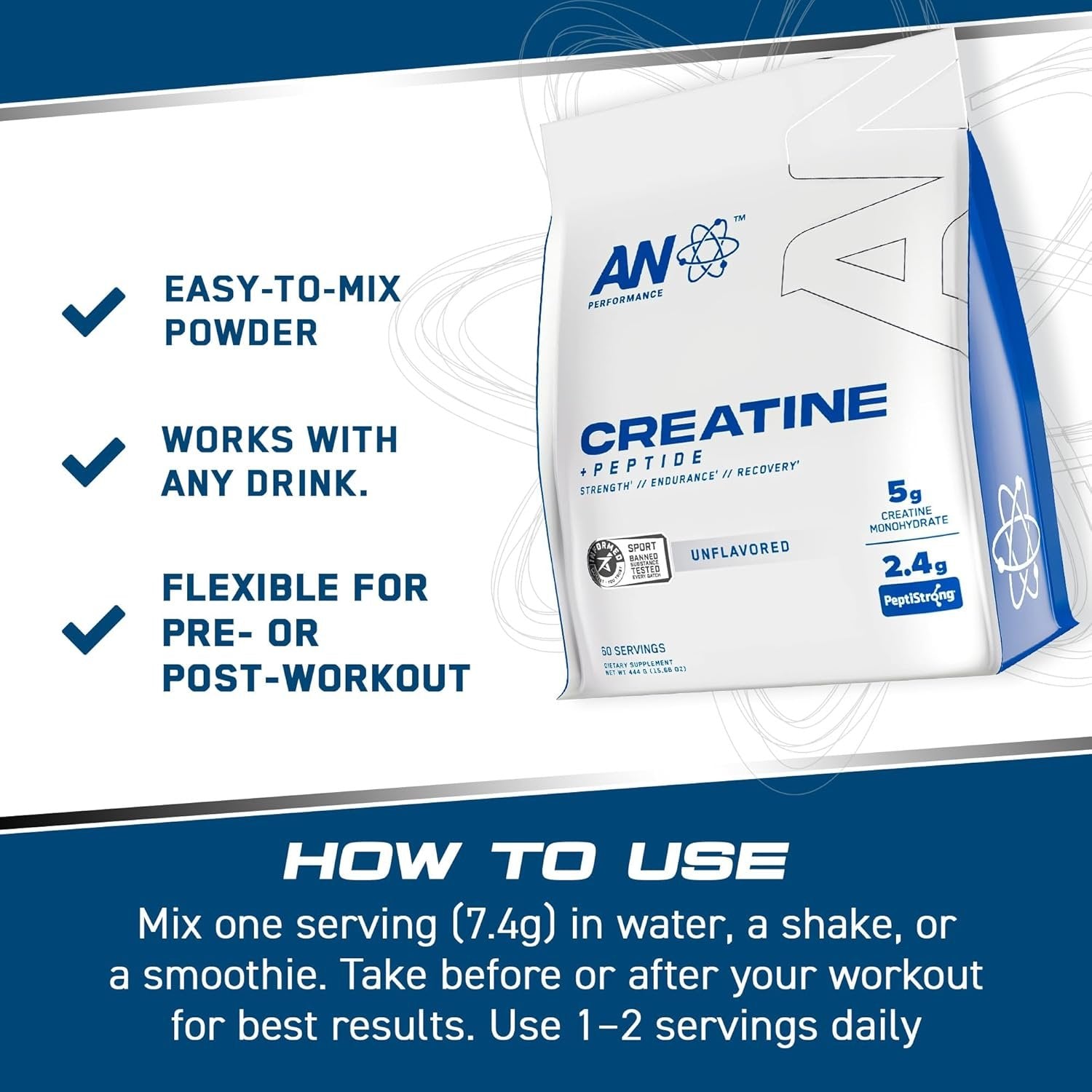 Applied Nutrition Creatine Monohydrate + Peptide - 444 grams vaerojimas