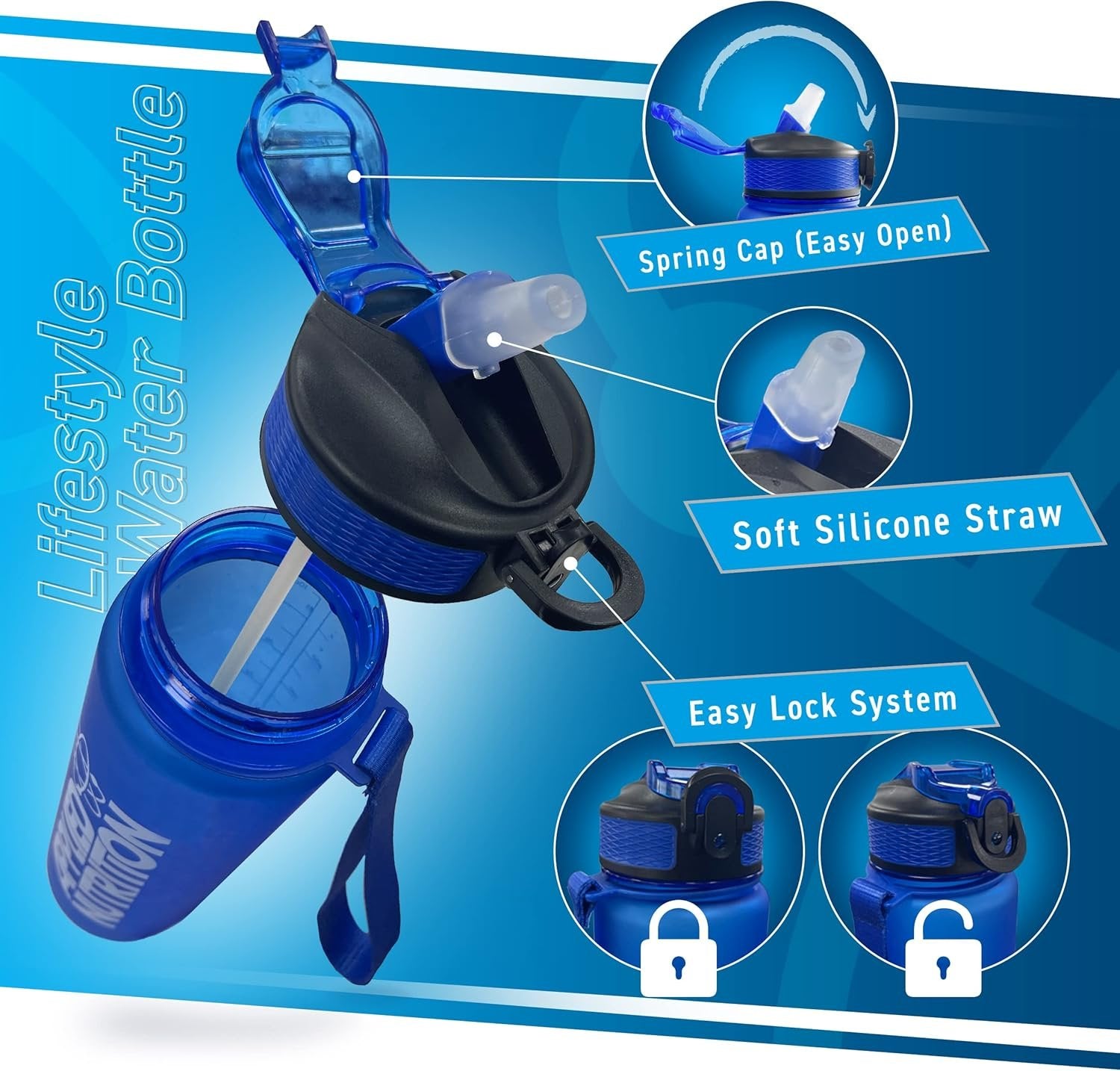 Applied Nutrition Lifestyle Water Bottle, Blue - 1000 ml. dangtelis