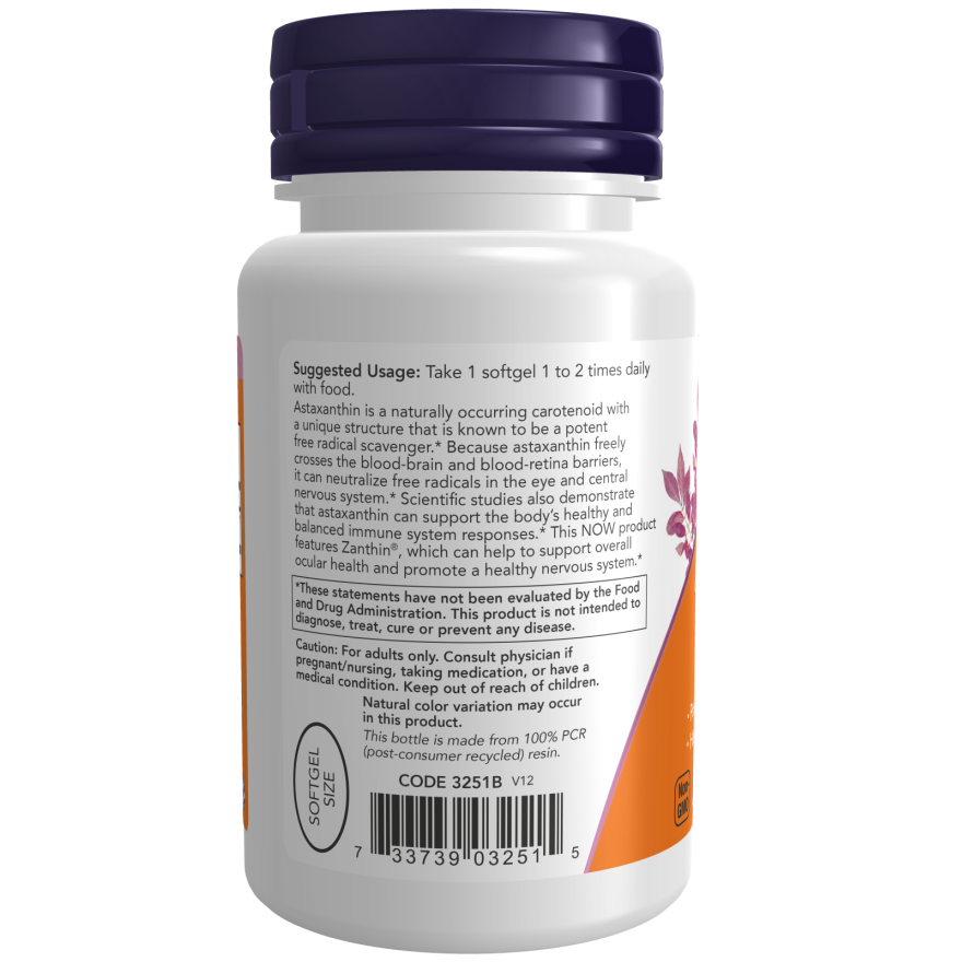 NOW Foods Astaxanthin 4 mg, 60 veggie softgels